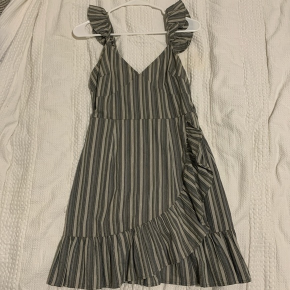 Green striped ruffle mini dress, Altar’d State, size S - Picture 1 of 5